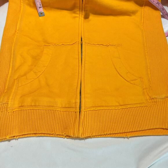 Mitchell & Ness Women’s Yellow Hoodie M full Zip Distressed Script Logo - Picture 8 of 12